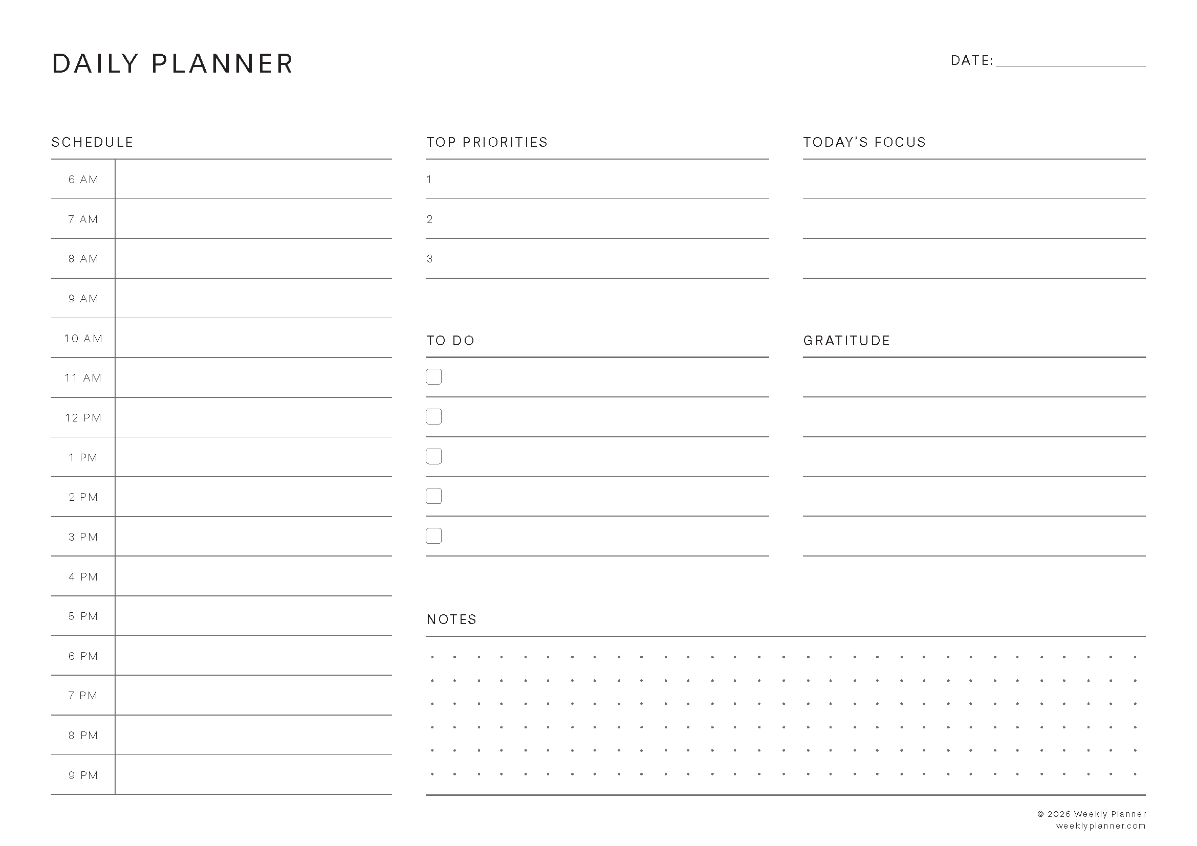 Preview of the Daily Planner (A4 Portrait)